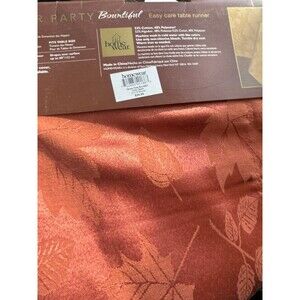 Autumn Leaves Embroidered Cutwork bountiful spice table runner 14 x 72